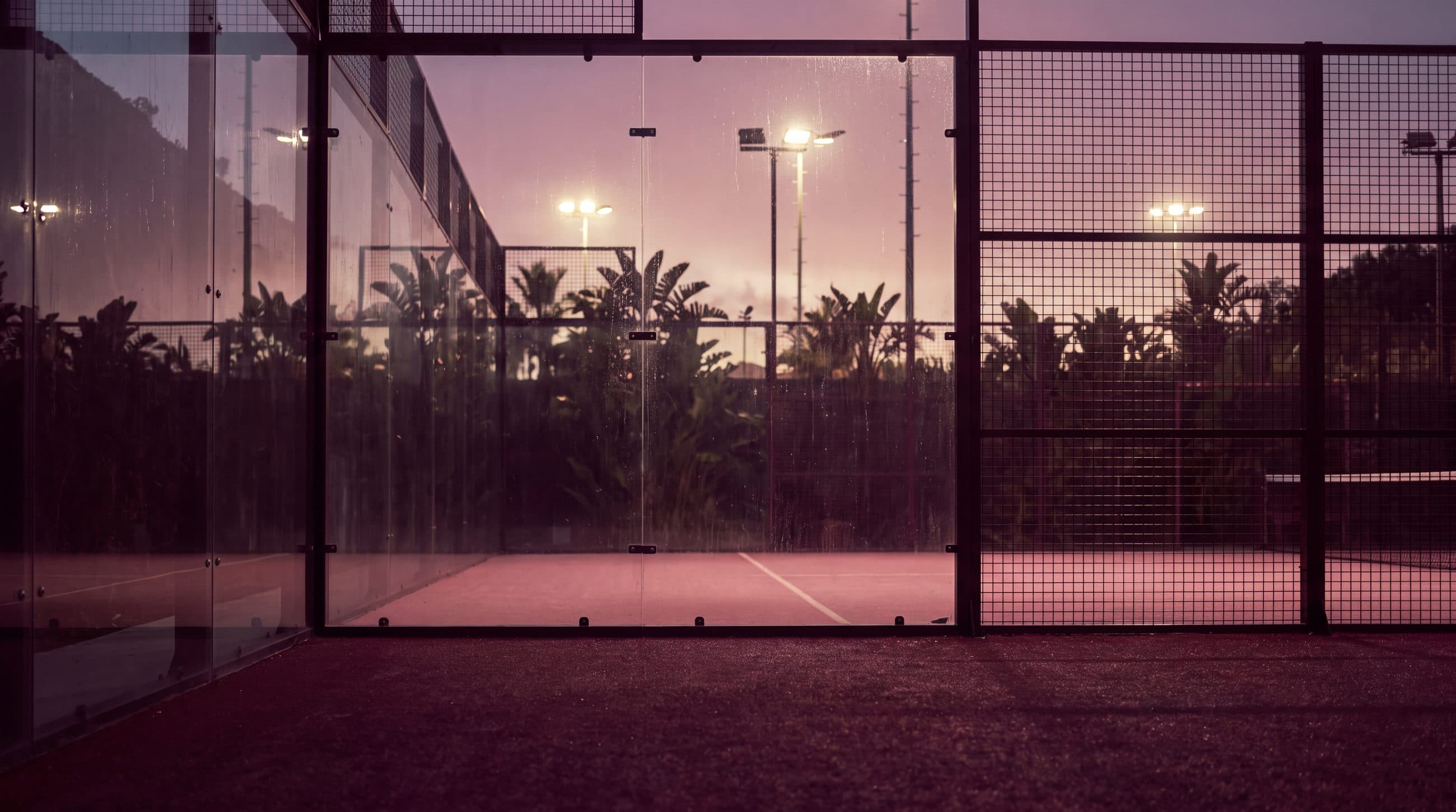 Las canchas de Grove Padel Club al atardecer